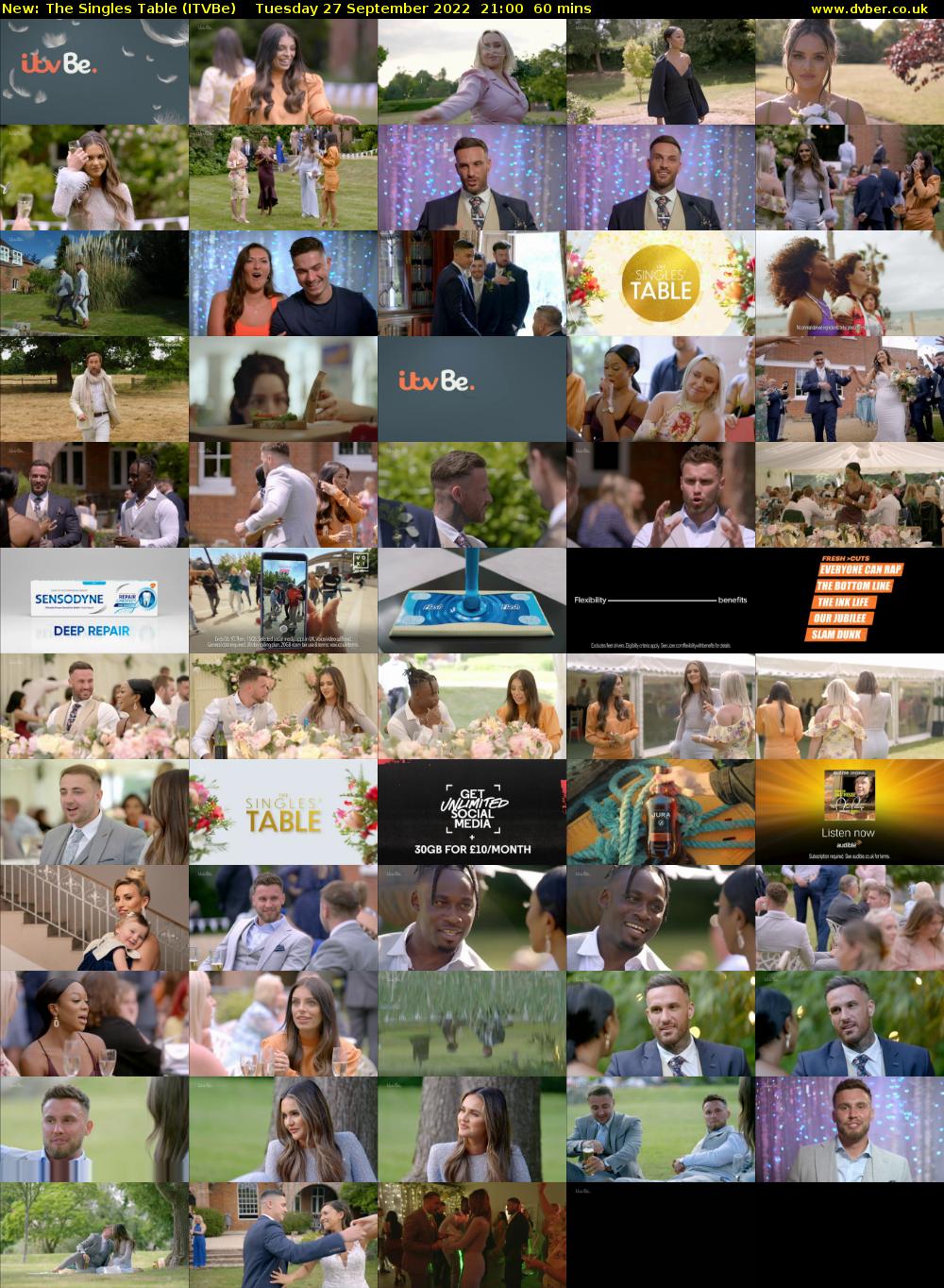 The Singles Table (ITVBe) Tuesday 27 September 2022 21:00 - 22:00