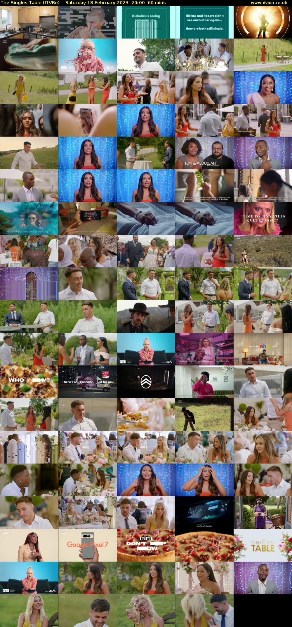The Singles Table (ITVBe) Saturday 18 February 2023 20:00 - 21:00