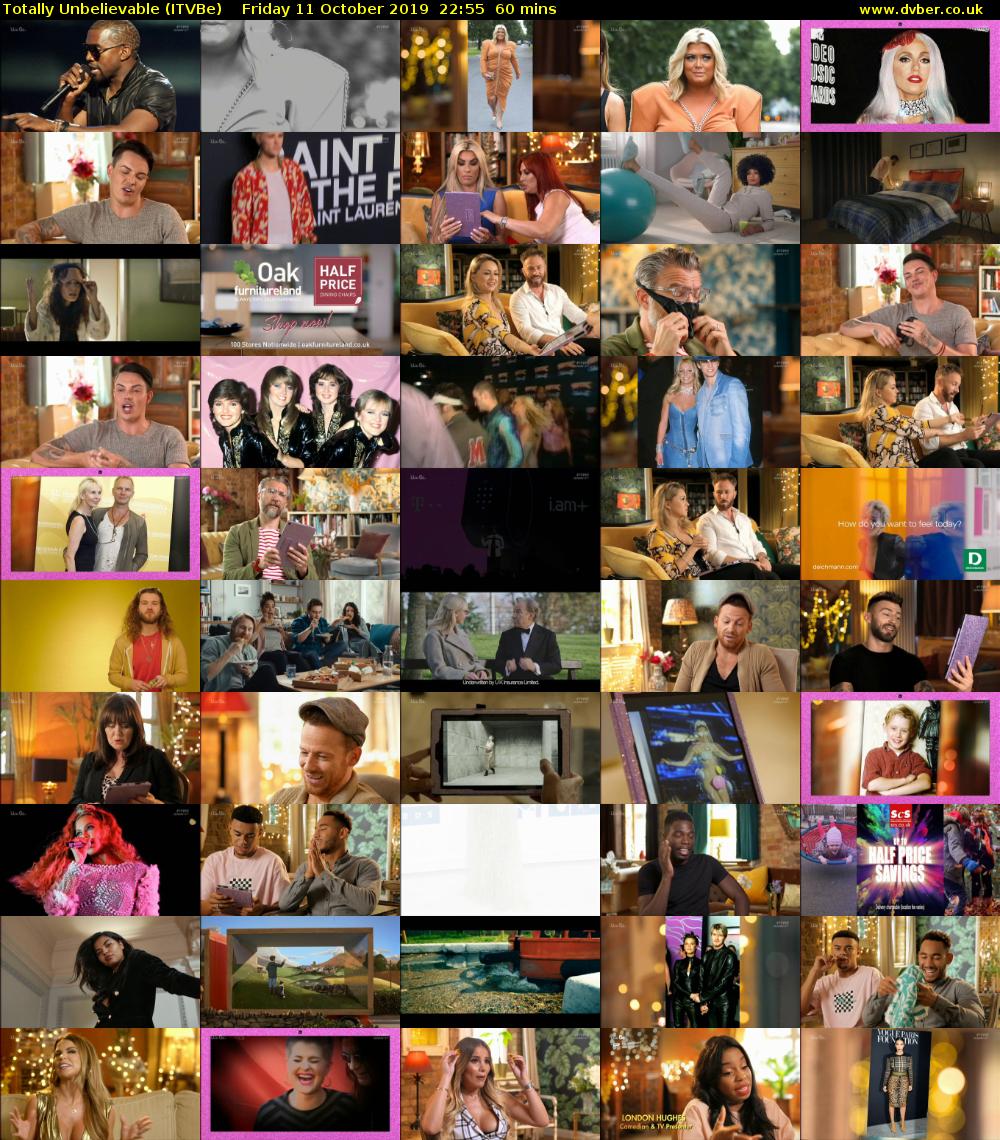 Totally Unbelievable (ITVBe) Friday 11 October 2019 22:55 - 23:55