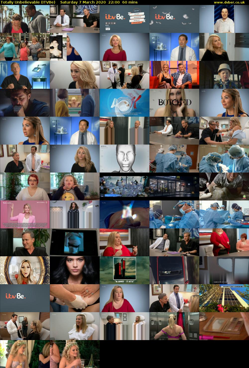 Totally Unbelievable (ITVBe) Saturday 7 March 2020 22:00 - 23:00