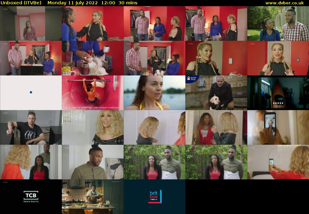 Unboxed (ITVBe) Monday 11 July 2022 12:00 - 12:30