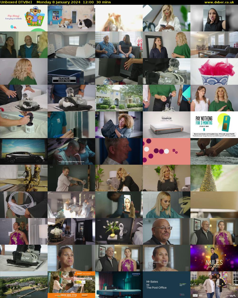 Unboxed (ITVBe) Monday 8 January 2024 12:00 - 12:30