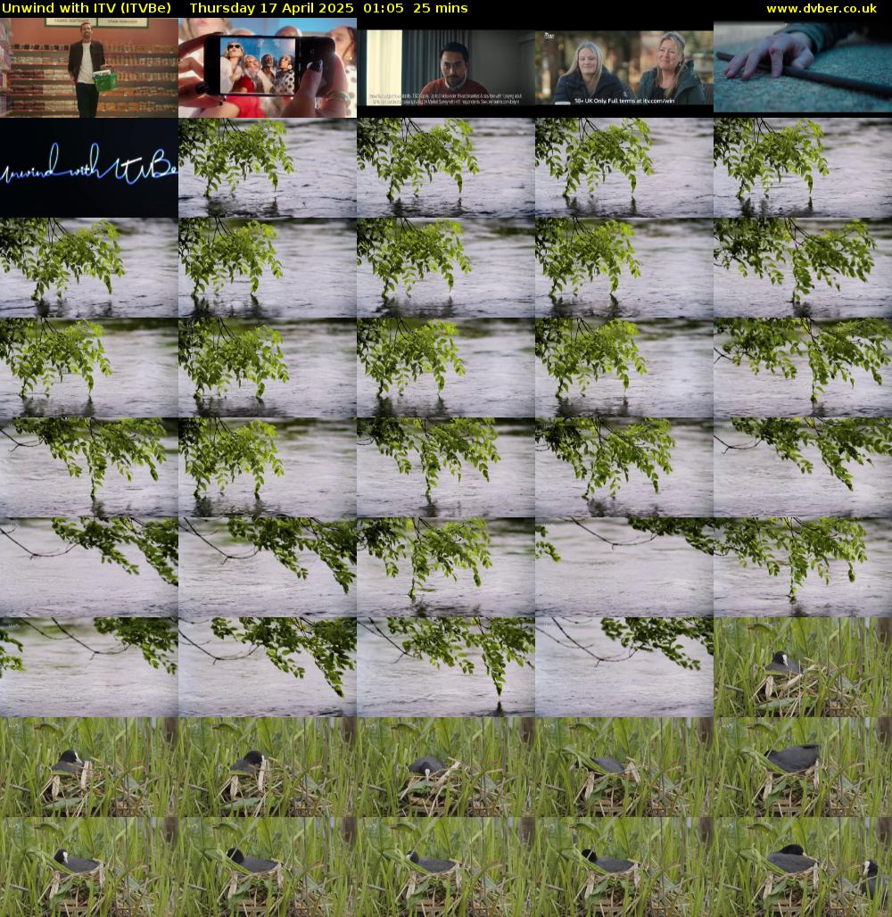 Unwind With ITV (ITVBe) Thursday 17 April 2025 01:05 - 01:30