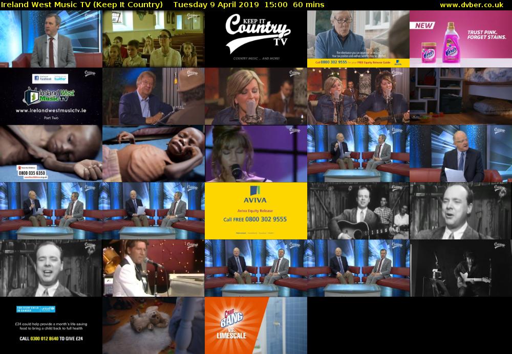 Ireland West Music TV (Keep It Country) Tuesday 9 April 2019 15:00 - 16:00