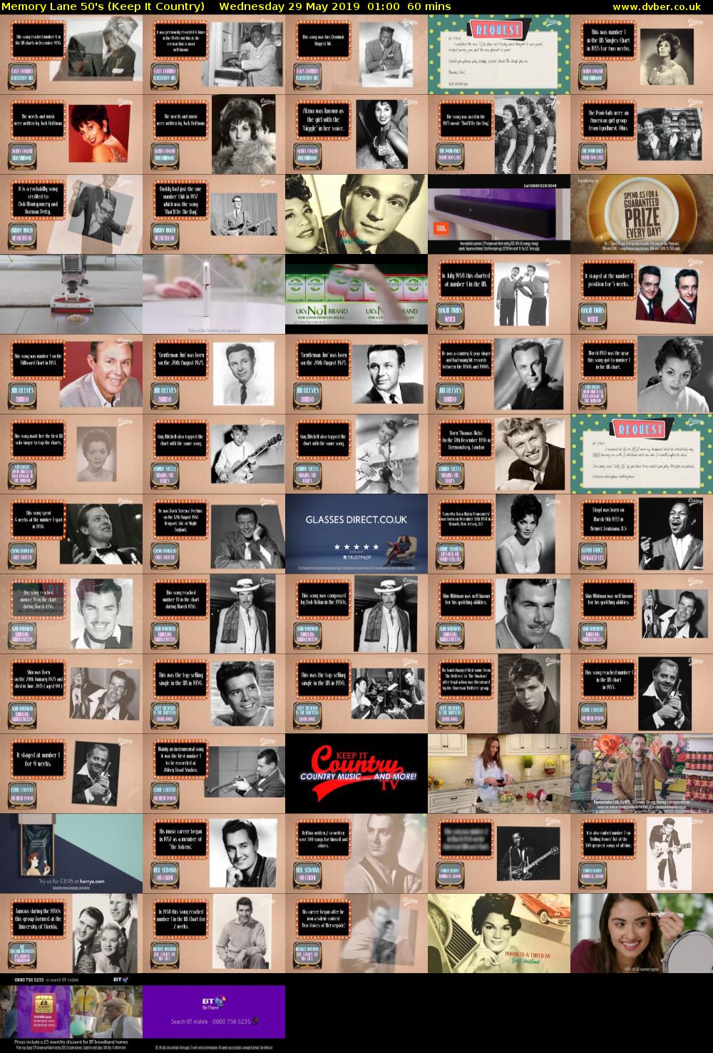 Memory Lane 50's (Keep It Country) Wednesday 29 May 2019 01:00 - 02:00