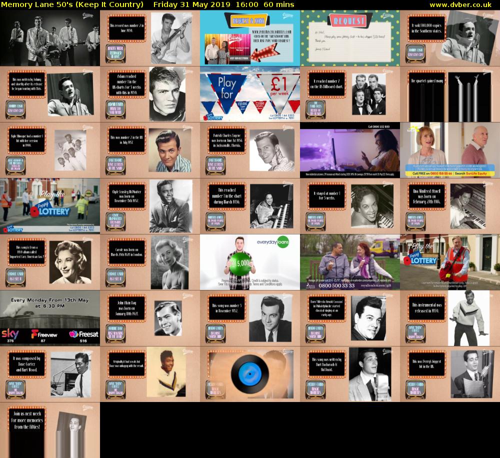 Memory Lane 50's (Keep It Country) Friday 31 May 2019 16:00 - 17:00