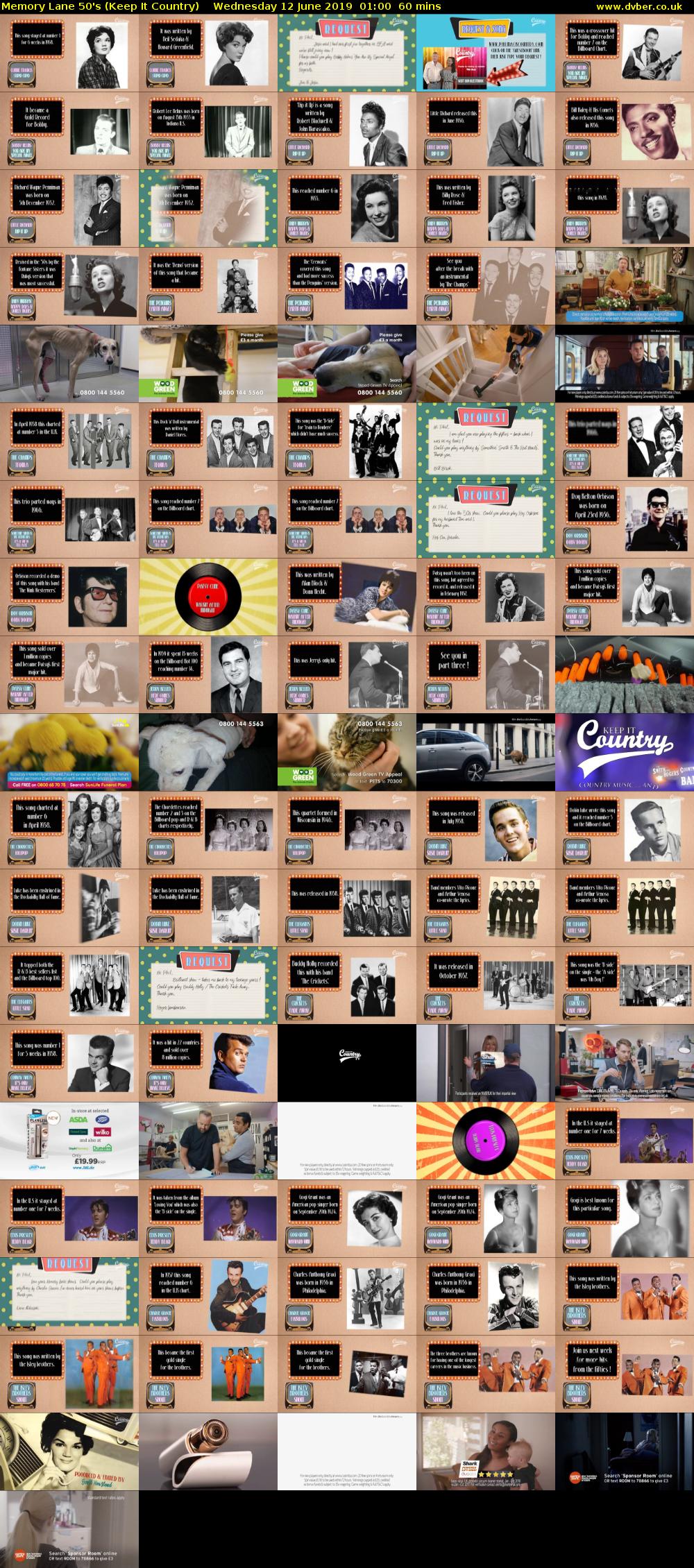 Memory Lane 50's (Keep It Country) Wednesday 12 June 2019 01:00 - 02:00