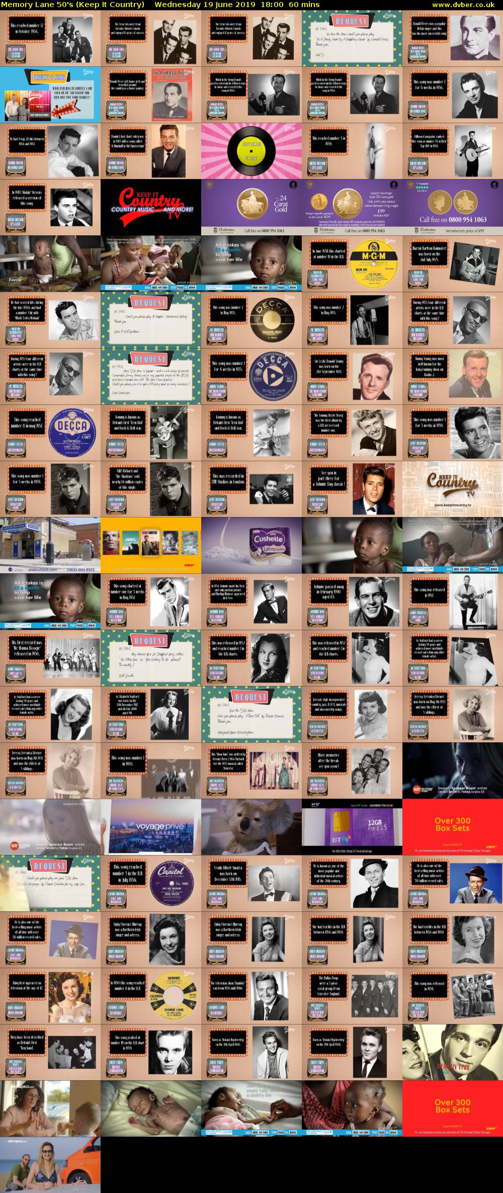 Memory Lane 50's (Keep It Country) Wednesday 19 June 2019 18:00 - 19:00