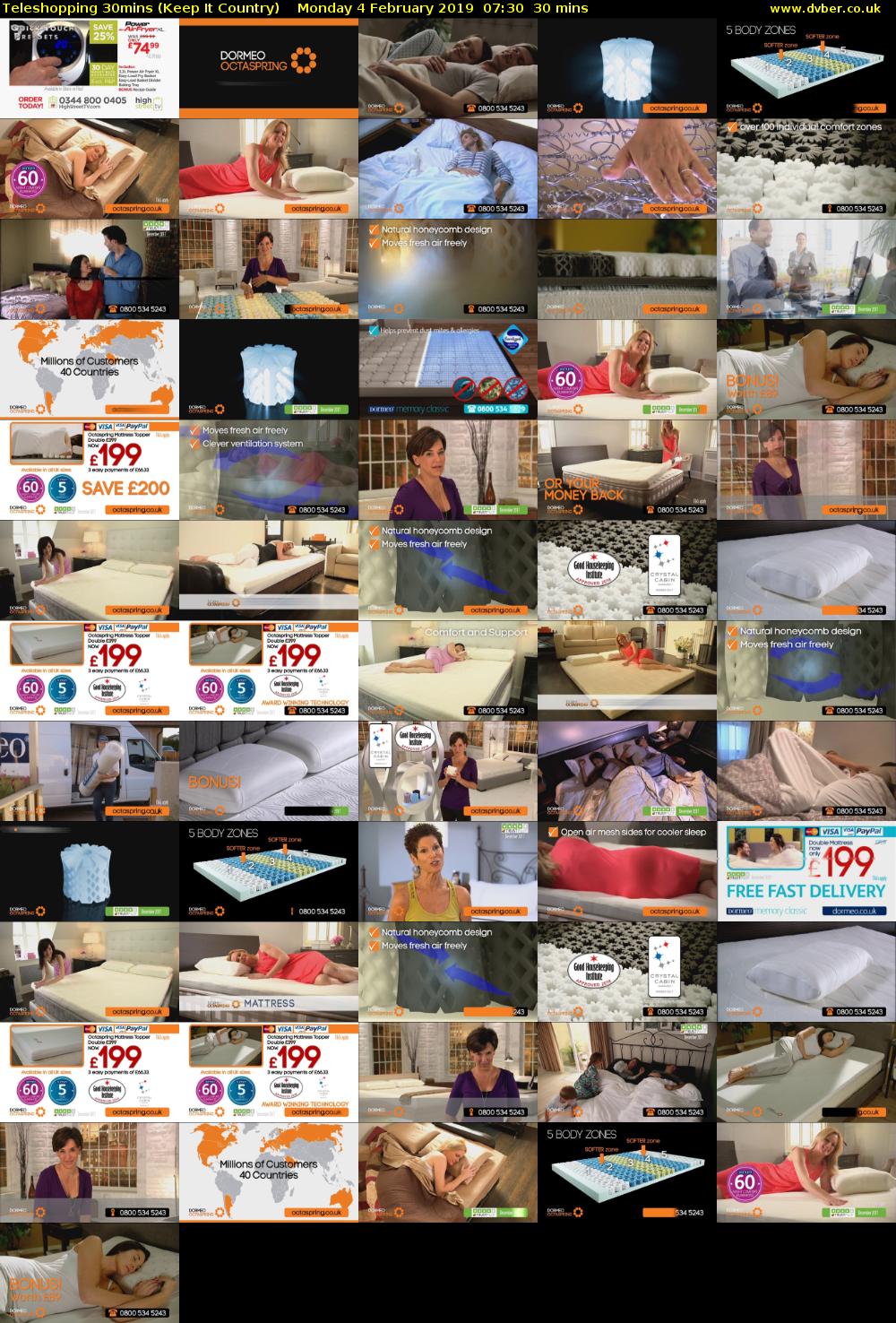 Teleshopping 30mins (Keep It Country) Monday 4 February 2019 07:30 - 08:00