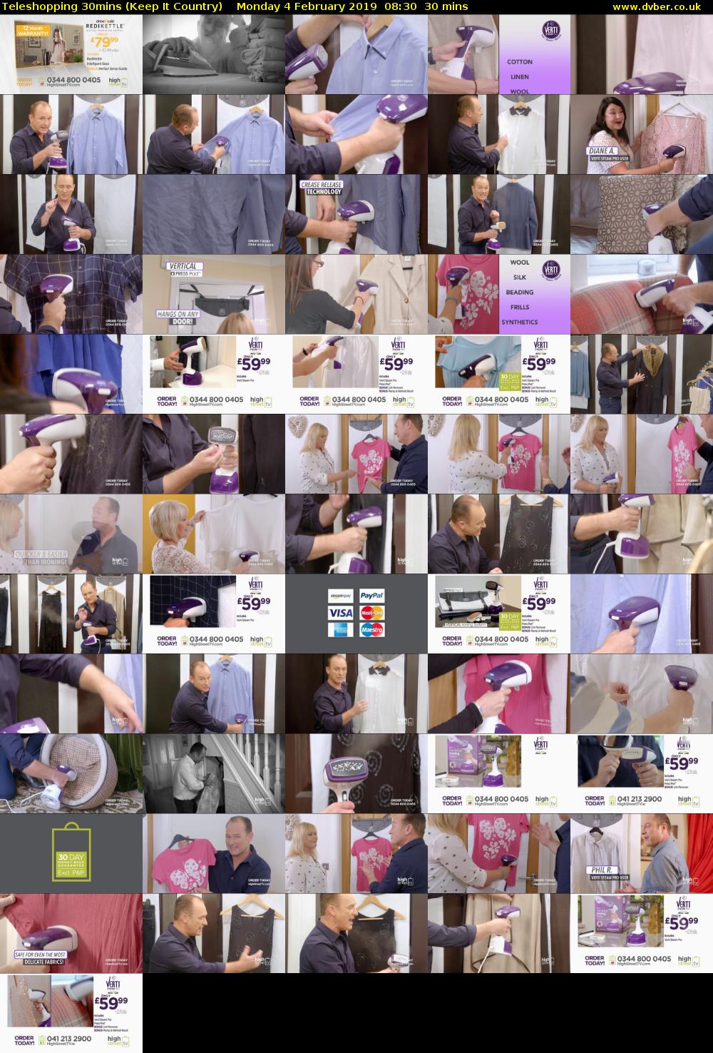 Teleshopping 30mins (Keep It Country) Monday 4 February 2019 08:30 - 09:00