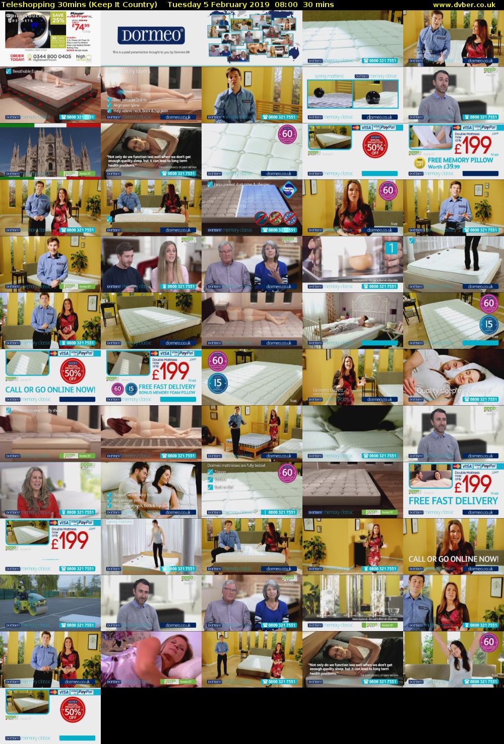 Teleshopping 30mins (Keep It Country) Tuesday 5 February 2019 08:00 - 08:30