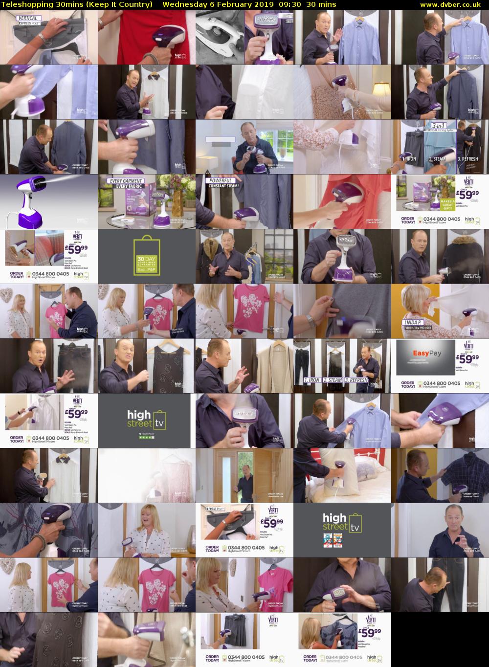 Teleshopping 30mins (Keep It Country) Wednesday 6 February 2019 09:30 - 10:00