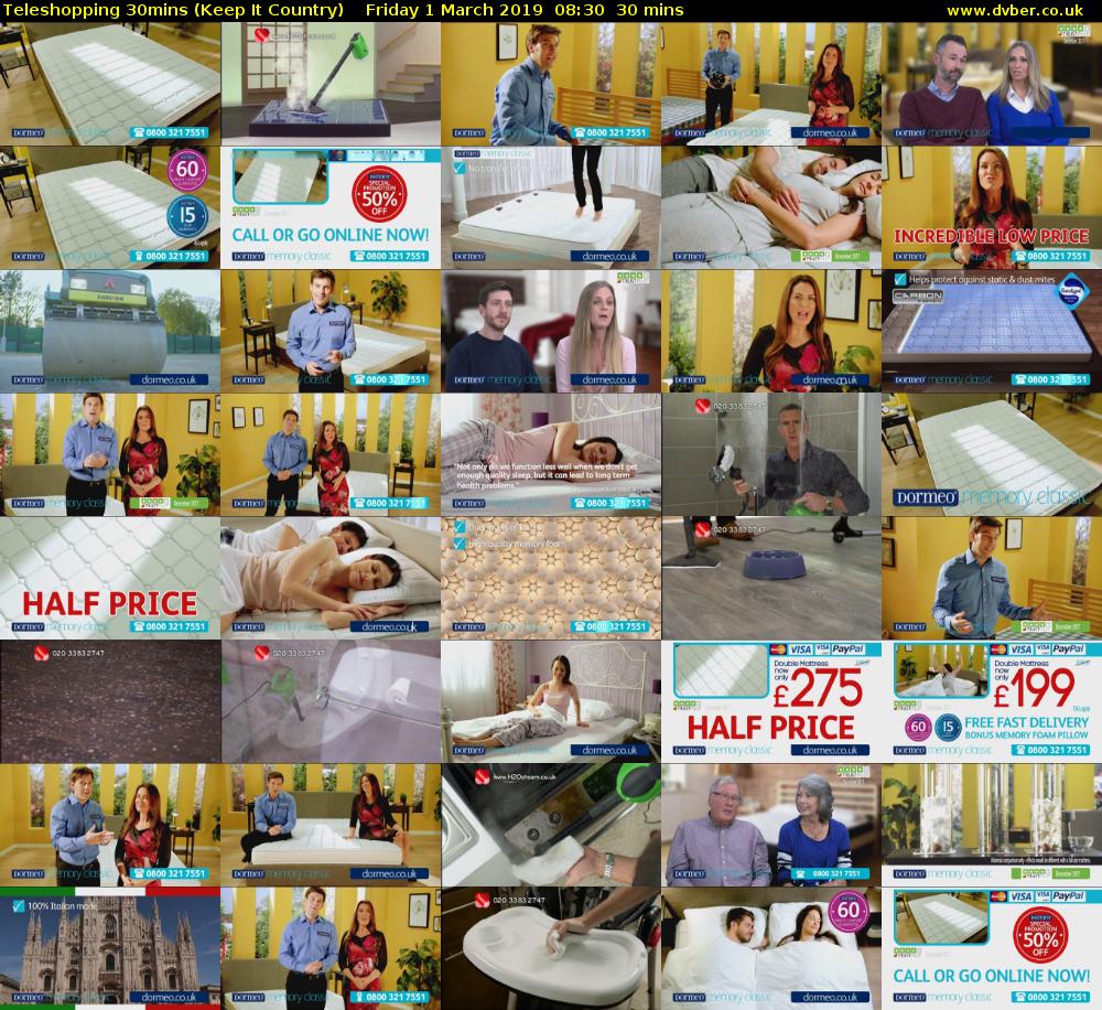 Teleshopping 30mins (Keep It Country) Friday 1 March 2019 08:30 - 09:00