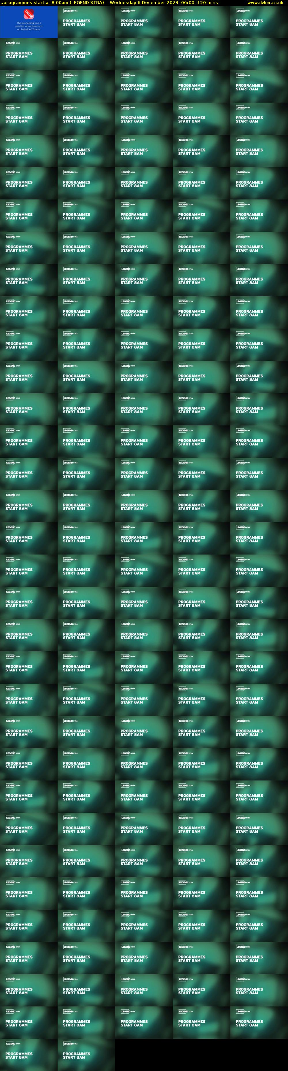 ..programmes start at 8.00am (LEGEND XTRA) Wednesday 6 December 2023 06:00 - 08:00