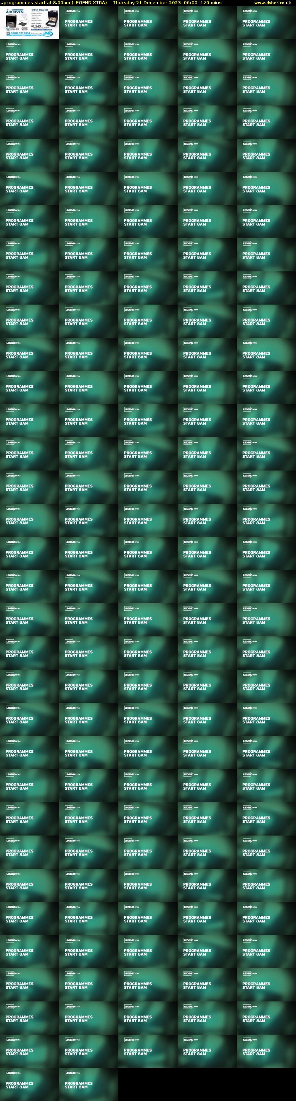 ..programmes start at 8.00am (LEGEND XTRA) Thursday 21 December 2023 06:00 - 08:00