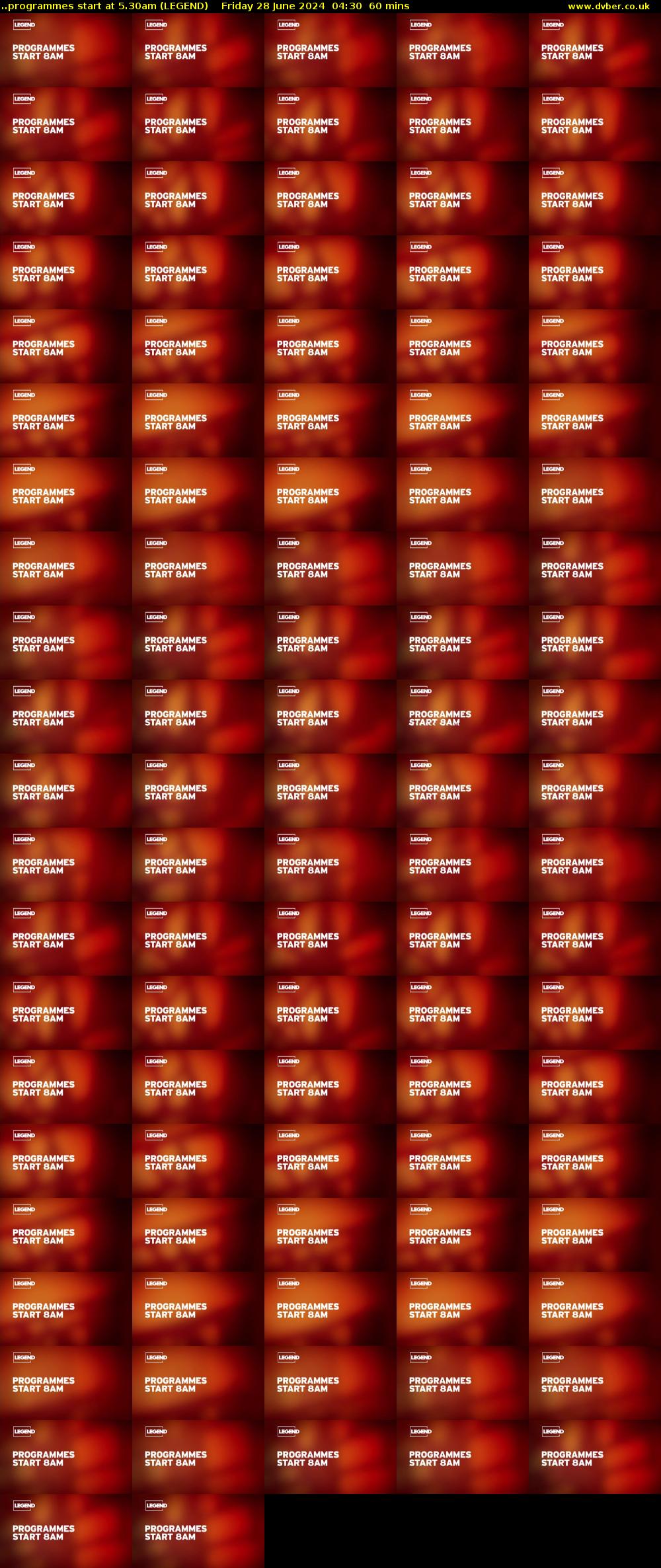 ..programmes start at 5.30am (LEGEND) Friday 28 June 2024 04:30 - 05:30