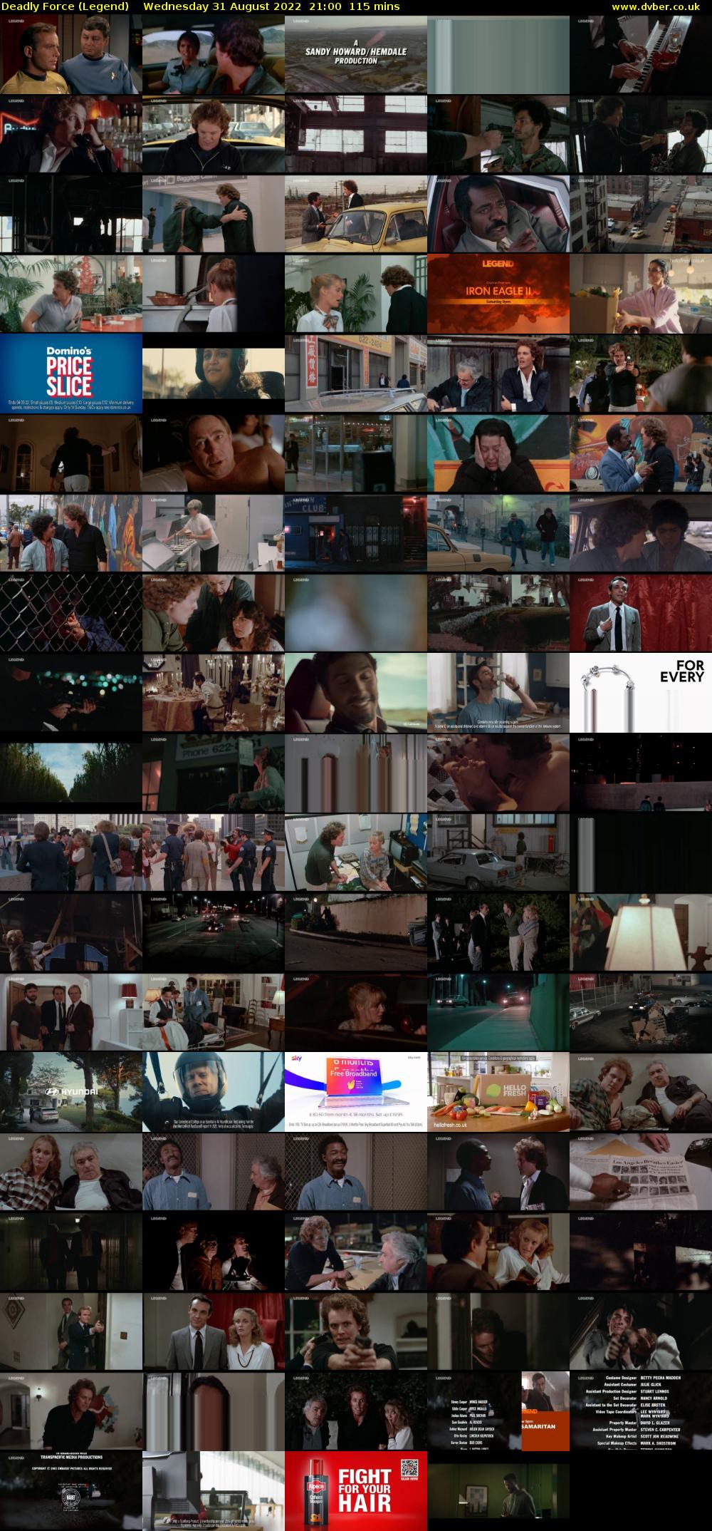 Deadly Force (Legend) Wednesday 31 August 2022 21:00 - 22:55