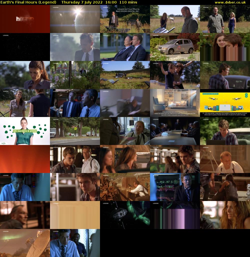 Earth's Final Hours (Legend) Thursday 7 July 2022 16:00 - 17:50
