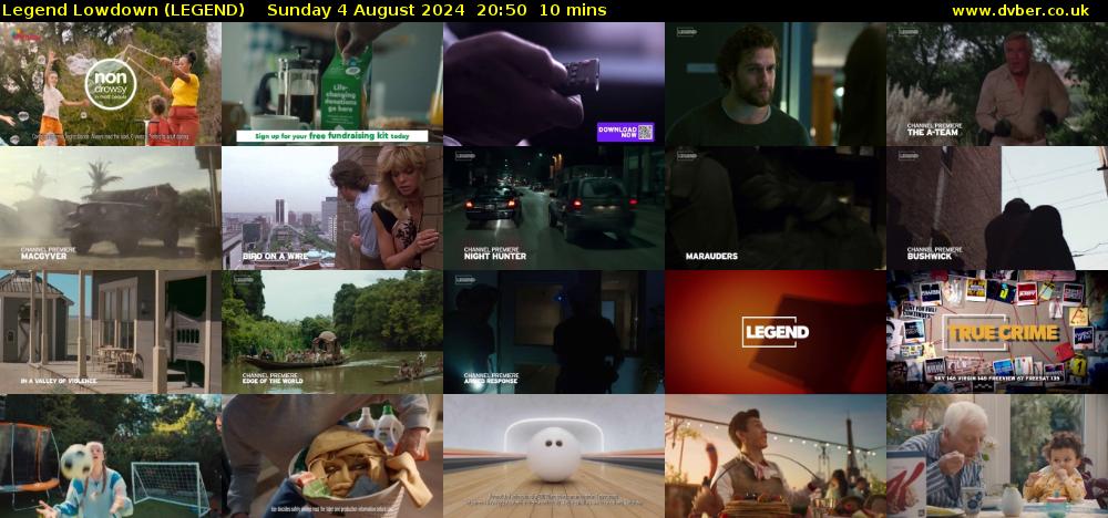 Legend Lowdown (LEGEND) Sunday 4 August 2024 20:50 - 21:00