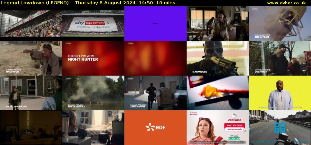 Legend Lowdown (LEGEND) Thursday 8 August 2024 14:50 - 15:00