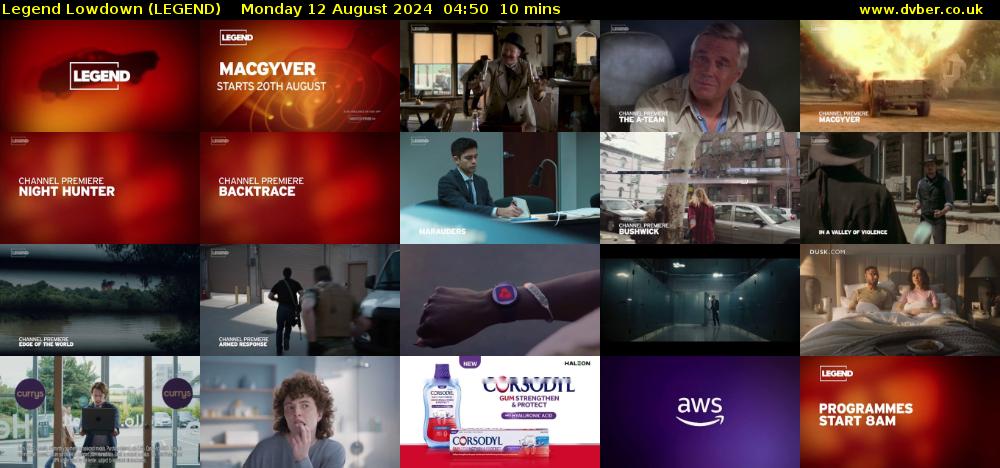 Legend Lowdown (LEGEND) Monday 12 August 2024 04:50 - 05:00