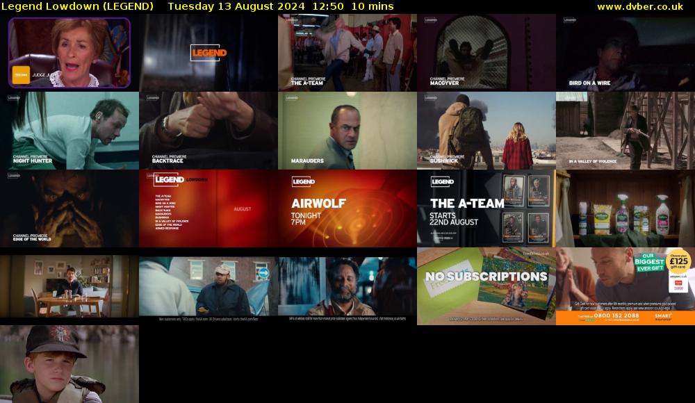 Legend Lowdown (LEGEND) Tuesday 13 August 2024 12:50 - 13:00