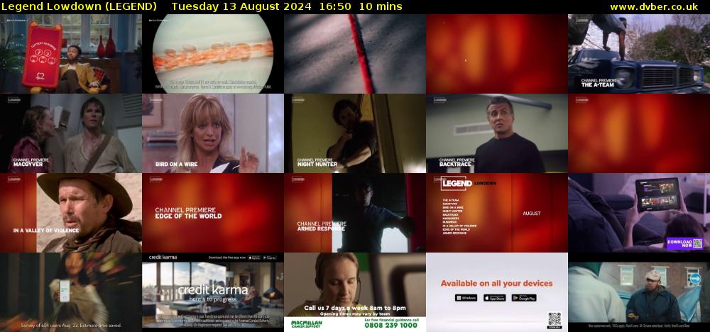 Legend Lowdown (LEGEND) Tuesday 13 August 2024 16:50 - 17:00