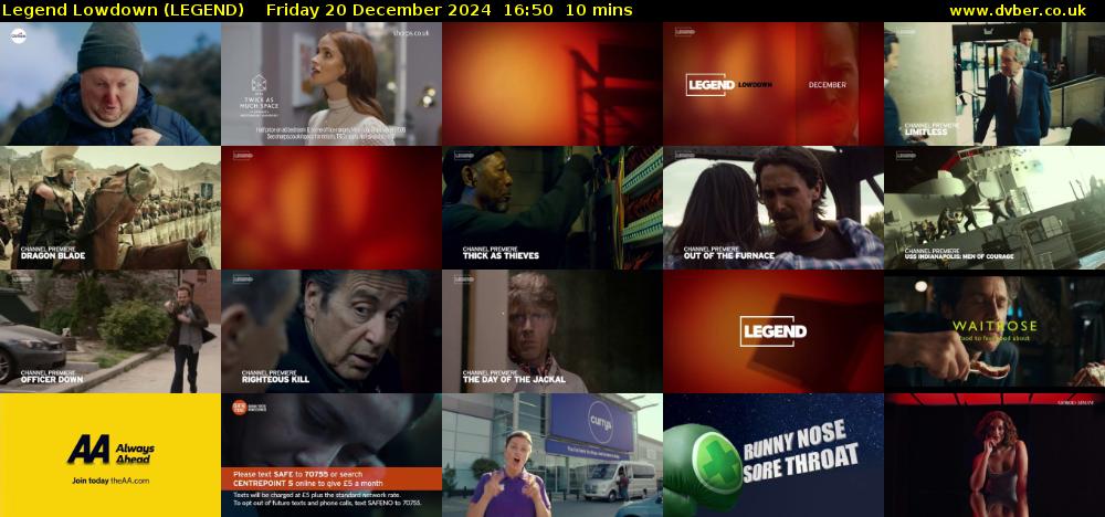 Legend Lowdown (LEGEND) Friday 20 December 2024 16:50 - 17:00