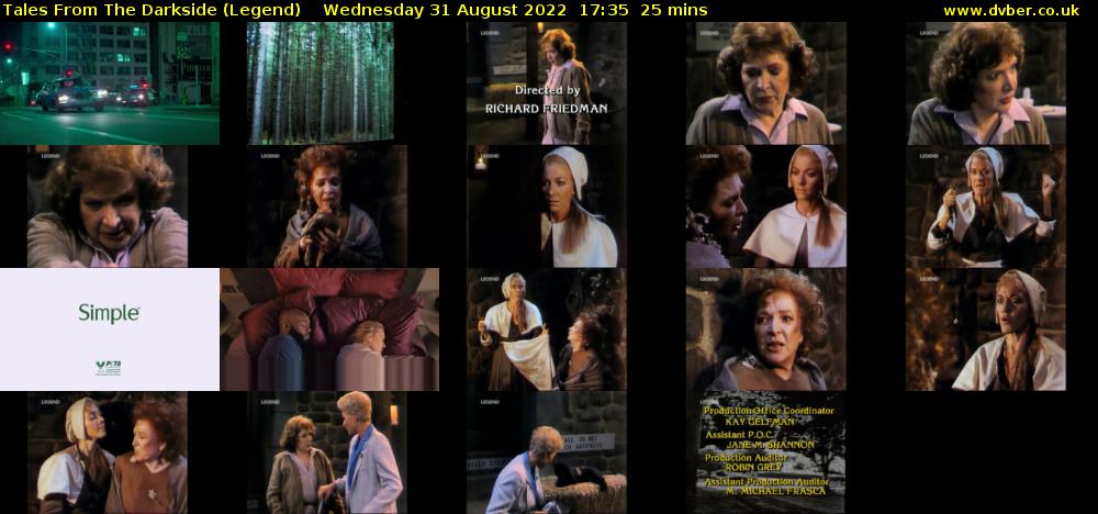 Tales From The Darkside (Legend) Wednesday 31 August 2022 17:35 - 18:00