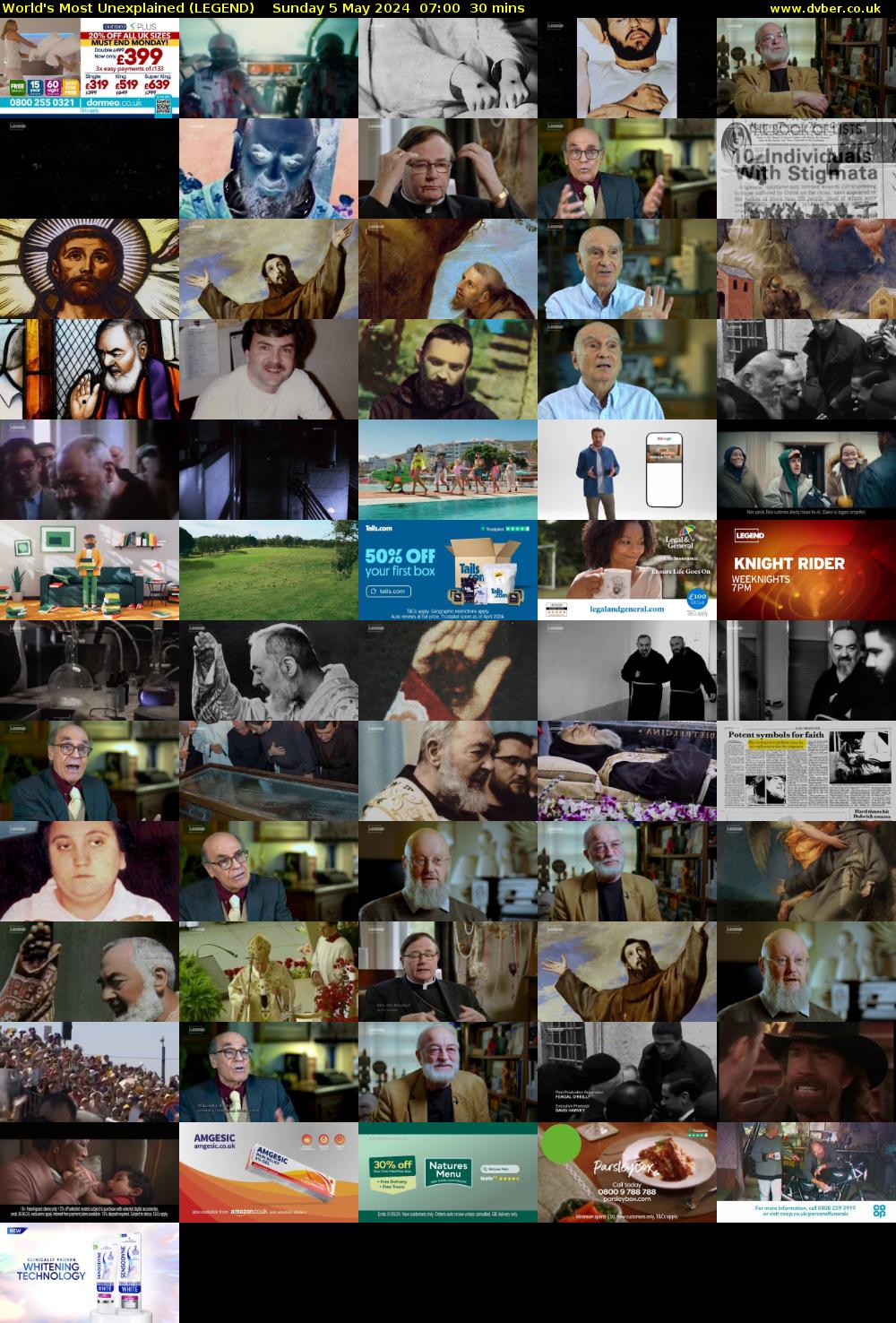 World's Most Unexplained (LEGEND) Sunday 5 May 2024 07:00 - 07:30