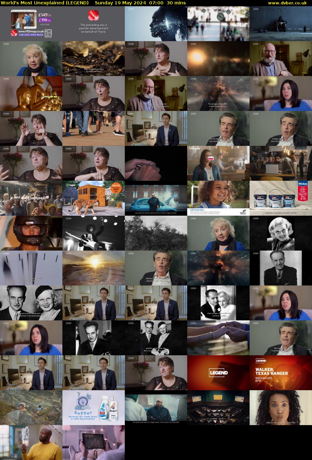 World's Most Unexplained (LEGEND) Sunday 19 May 2024 07:00 - 07:30
