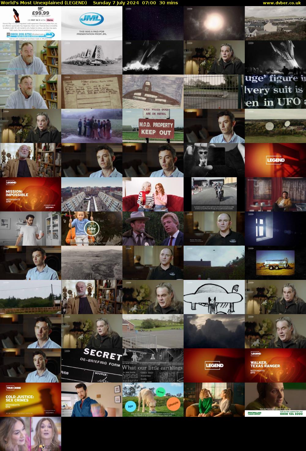 World's Most Unexplained (LEGEND) Sunday 7 July 2024 07:00 - 07:30