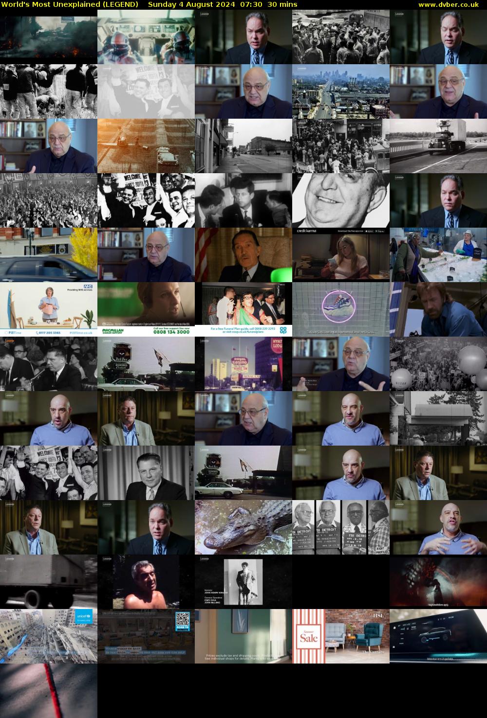 World's Most Unexplained (LEGEND) Sunday 4 August 2024 07:30 - 08:00