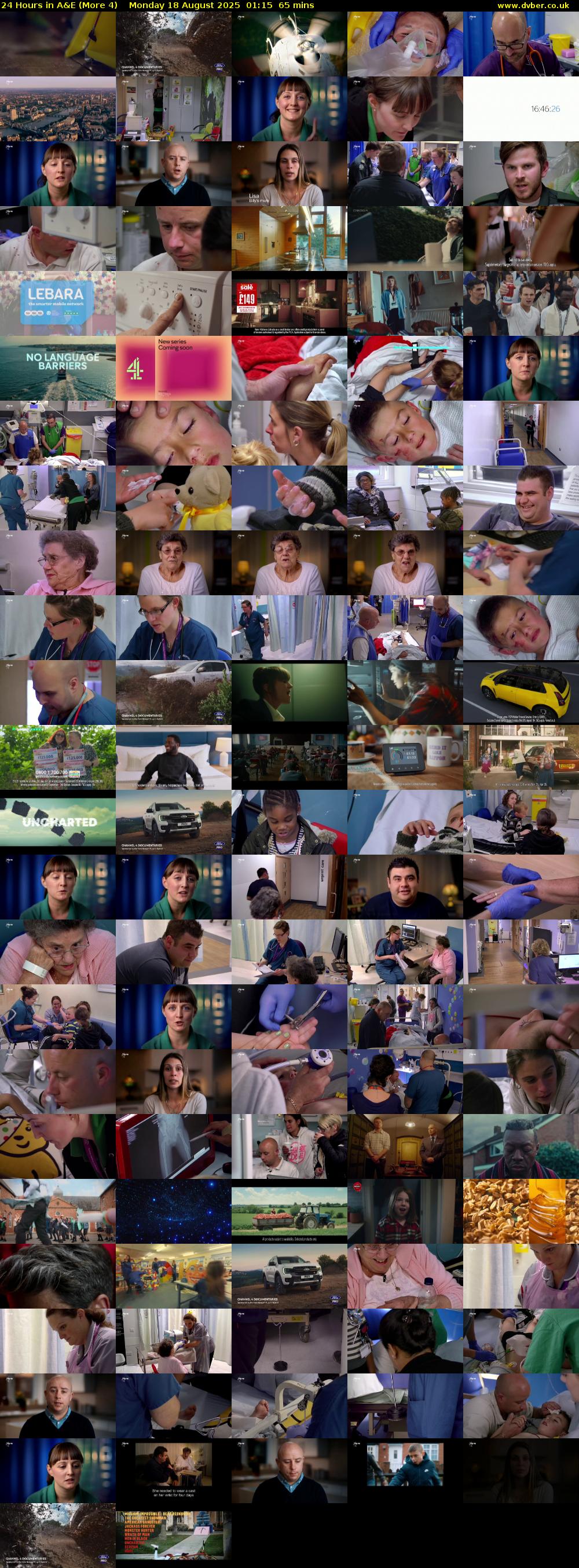 24 Hours in A&E (More 4) Monday 18 August 2025 01:15 - 02:20