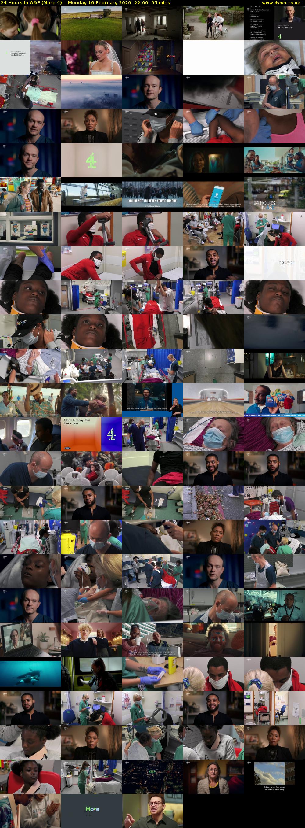 24 Hours in A&E (More 4) Monday 16 February 2026 22:00 - 23:05