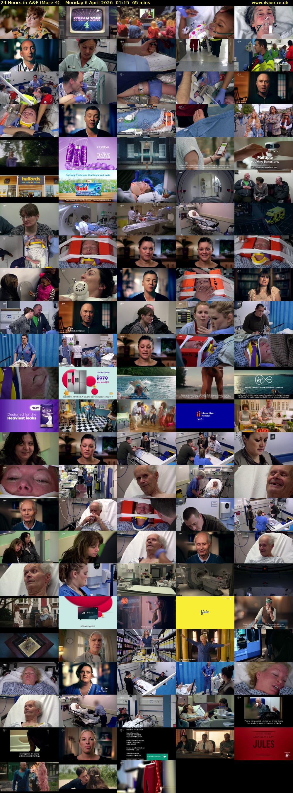 24 Hours in A&E (More 4) Monday 6 April 2026 01:15 - 02:20