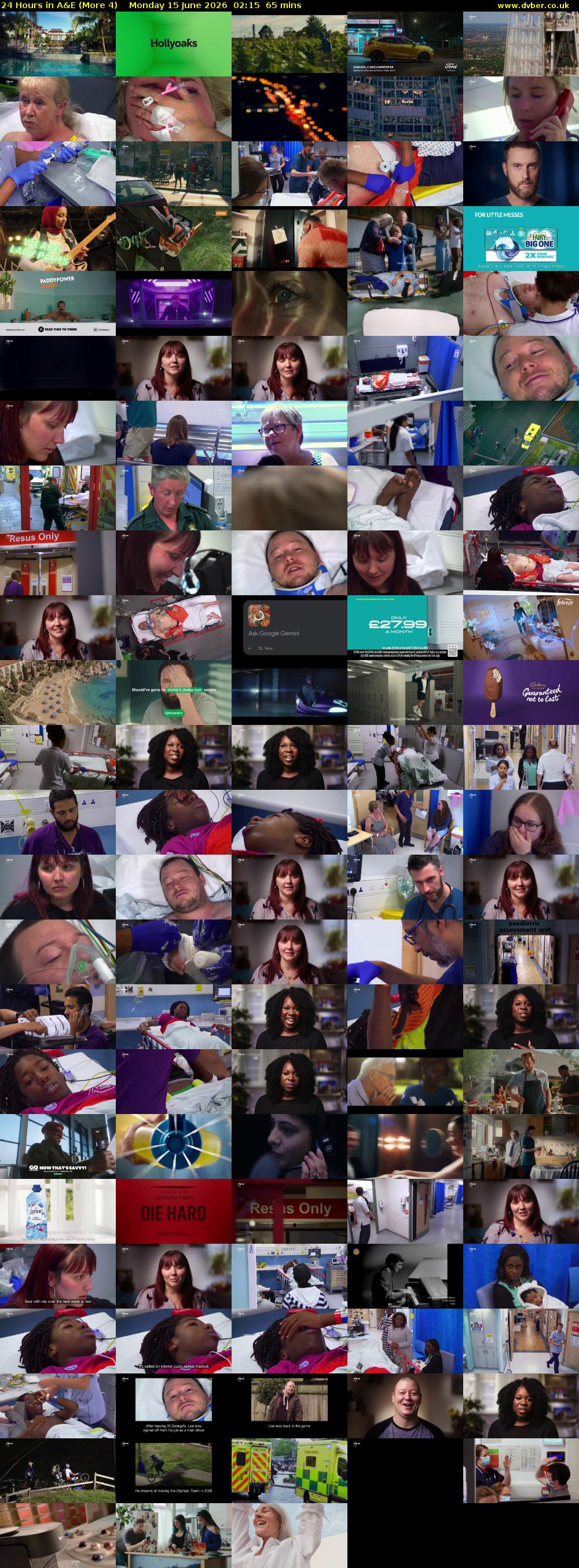 24 Hours in A&E (More 4) Monday 15 June 2026 02:15 - 03:20