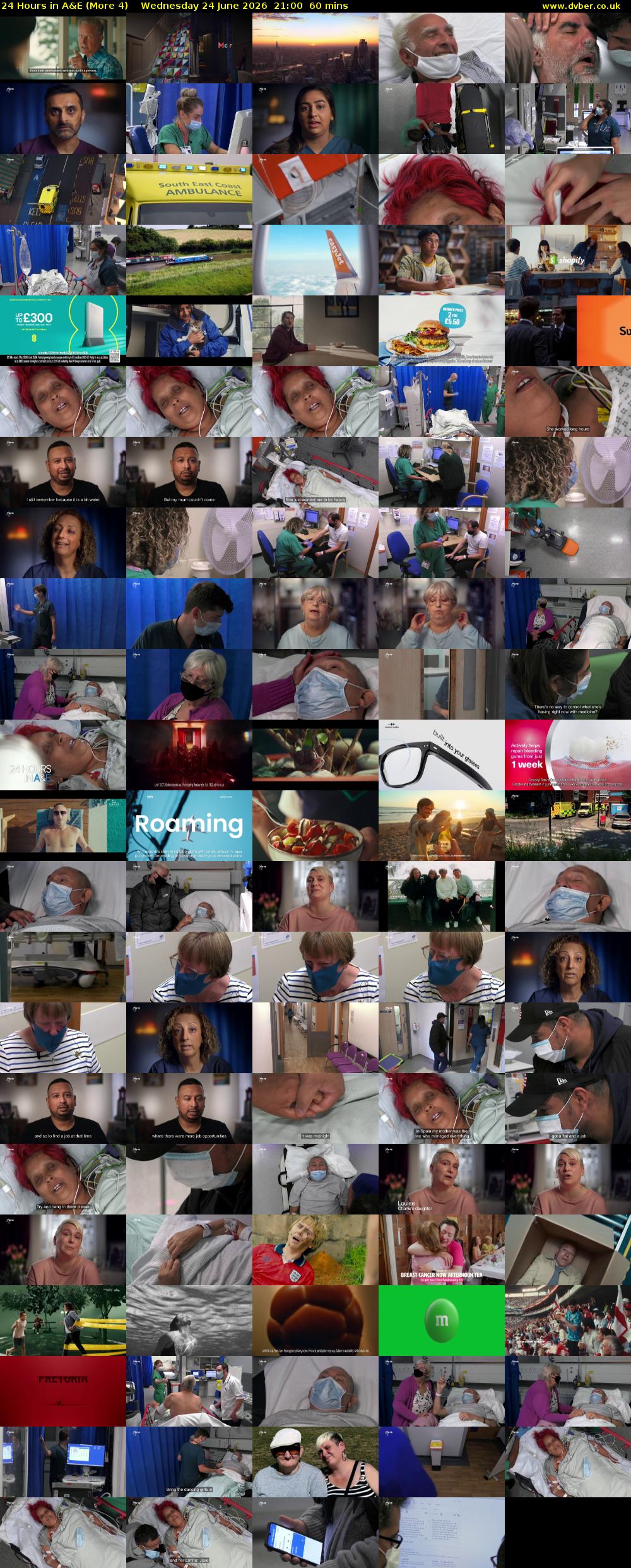 24 Hours in A&E (More 4) Wednesday 24 June 2026 21:00 - 22:00