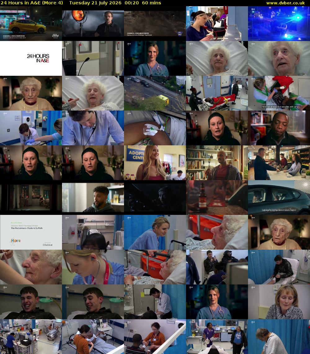 24 Hours in A&E (More 4) Tuesday 21 July 2026 00:20 - 01:20
