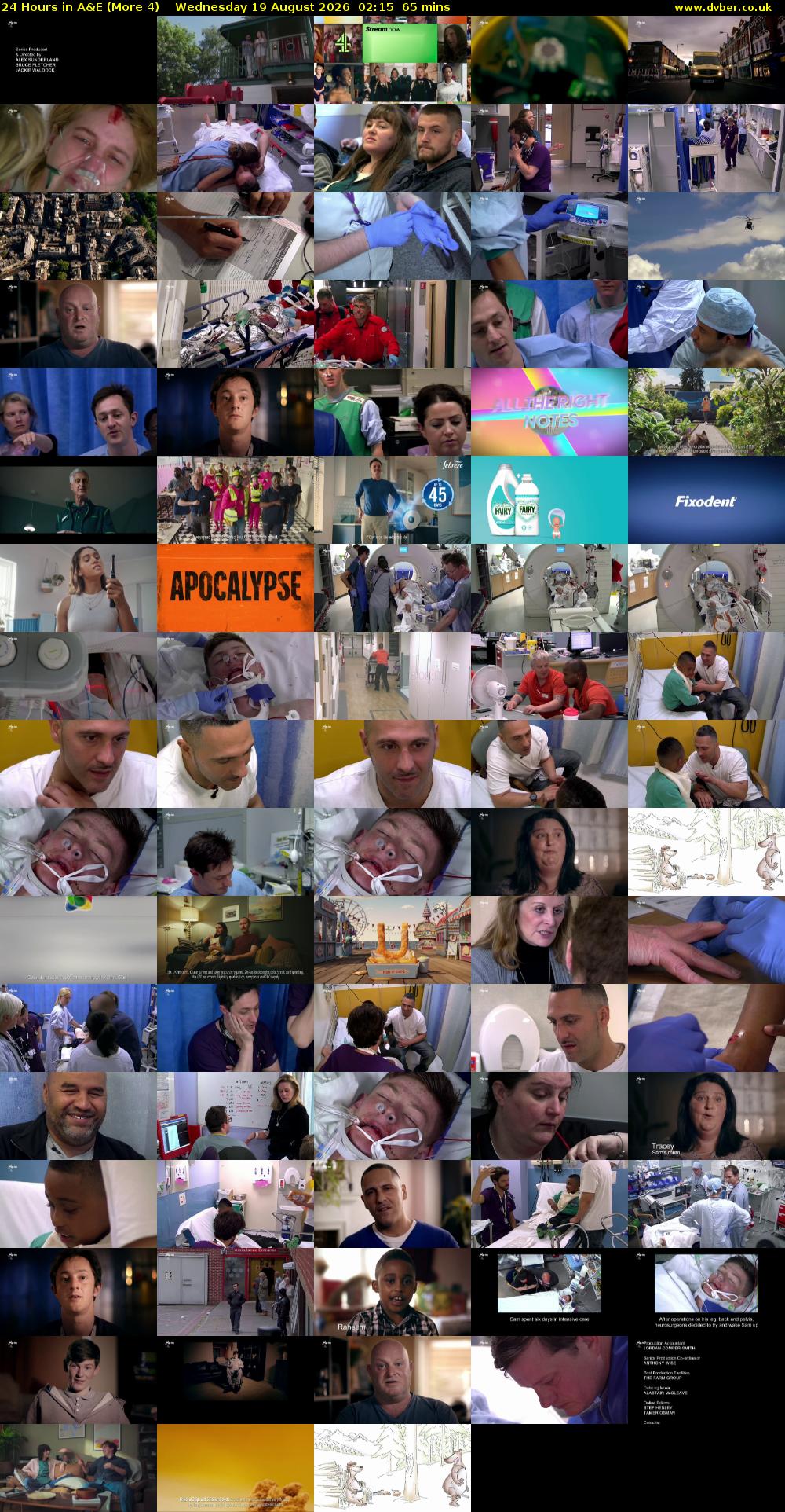 24 Hours in A&E (More 4) Wednesday 19 August 2026 02:15 - 03:20