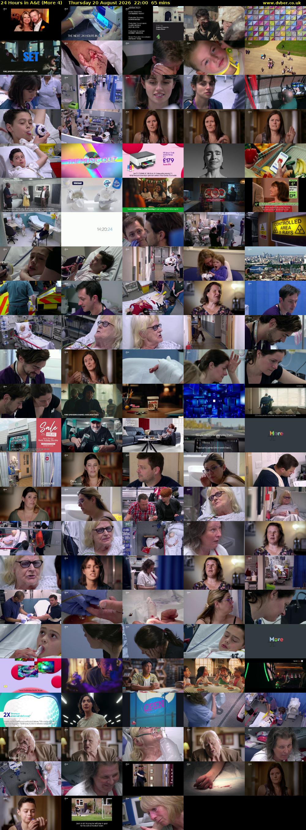 24 Hours in A&E (More 4) Thursday 20 August 2026 22:00 - 23:05