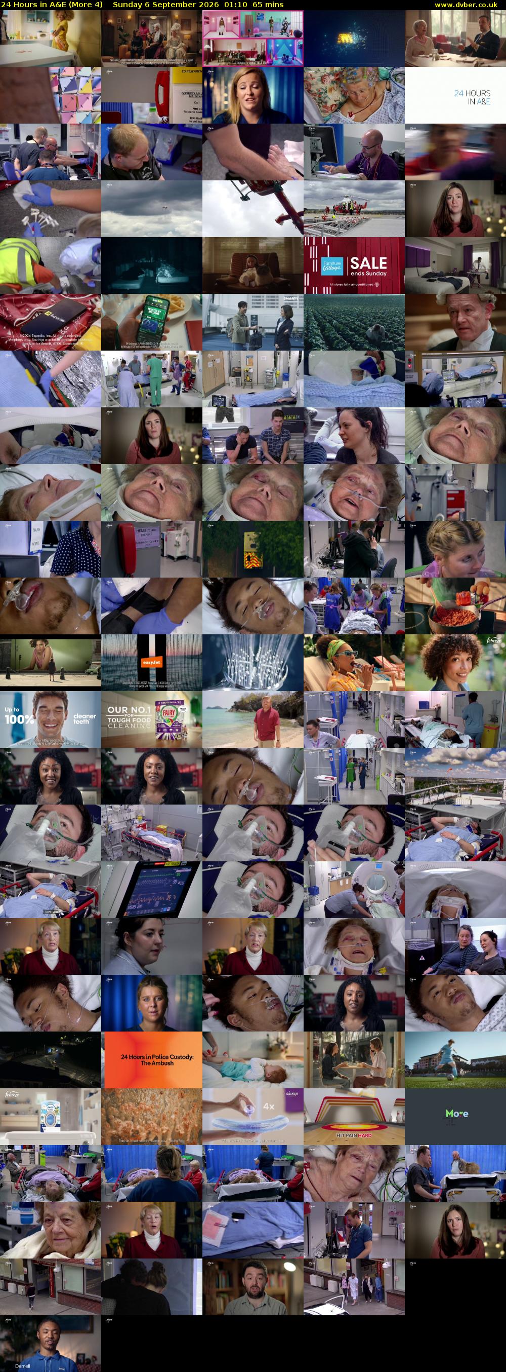 24 Hours in A&E (More 4) Sunday 6 September 2026 01:10 - 02:15