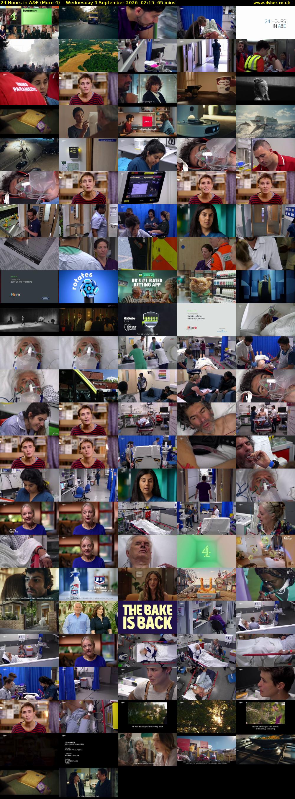 24 Hours in A&E (More 4) Wednesday 9 September 2026 02:15 - 03:20