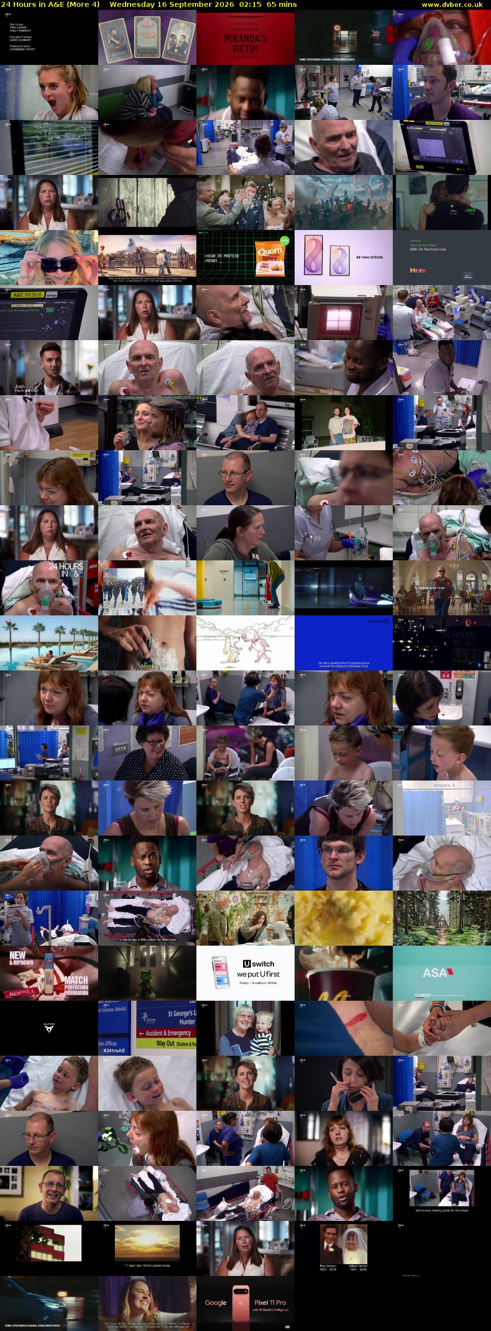 24 Hours in A&E (More 4) Wednesday 16 September 2026 02:15 - 03:20