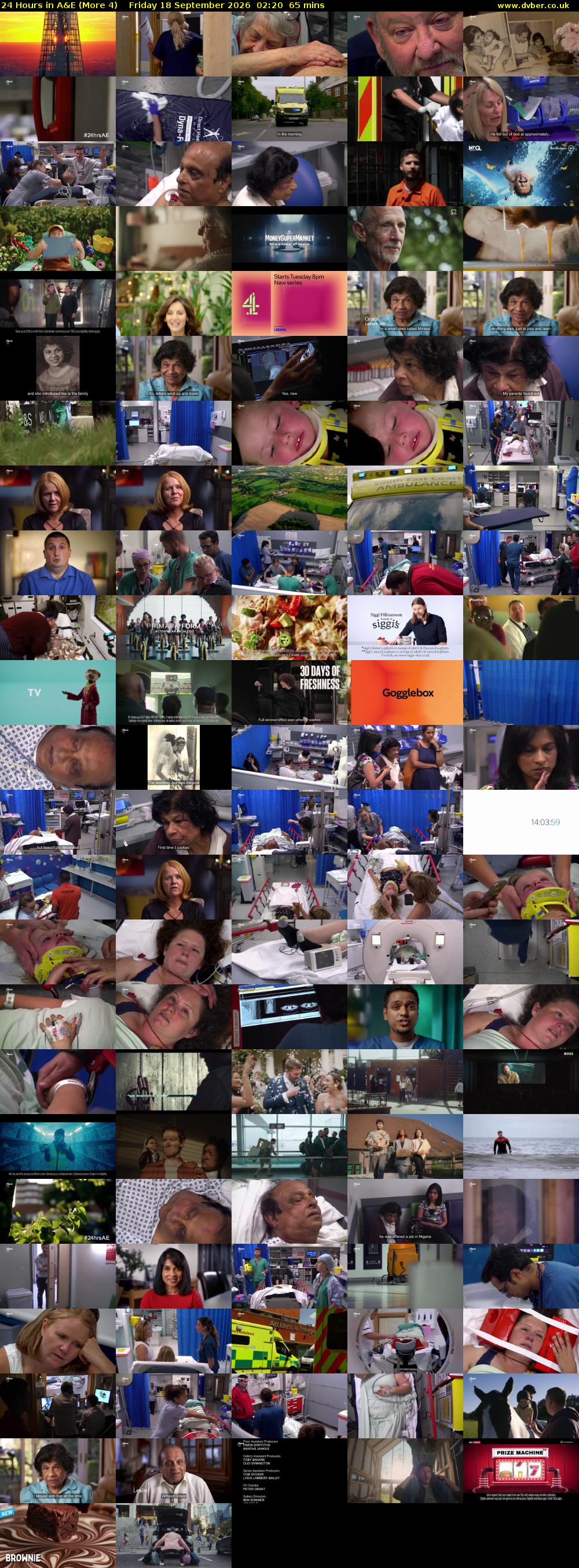24 Hours in A&E (More 4) Friday 18 September 2026 02:20 - 03:25
