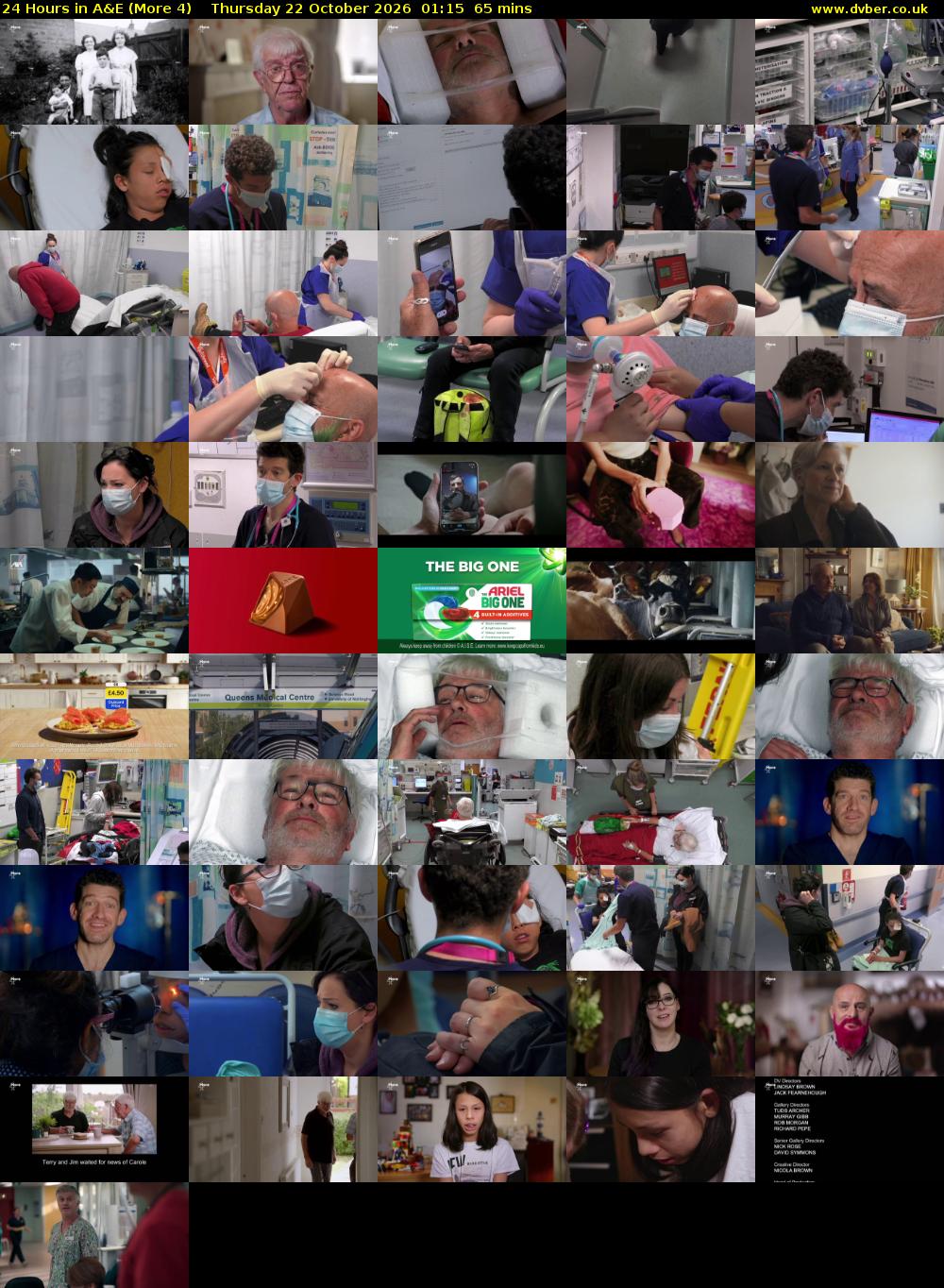 24 Hours in A&E (More 4) Thursday 22 October 2026 01:15 - 02:20