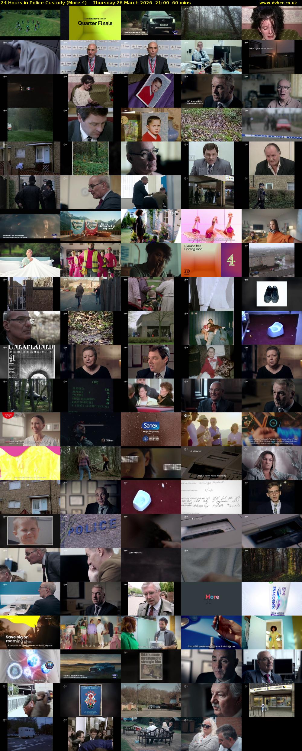 24 Hours in Police Custody (More 4) Thursday 26 March 2026 21:00 - 22:00