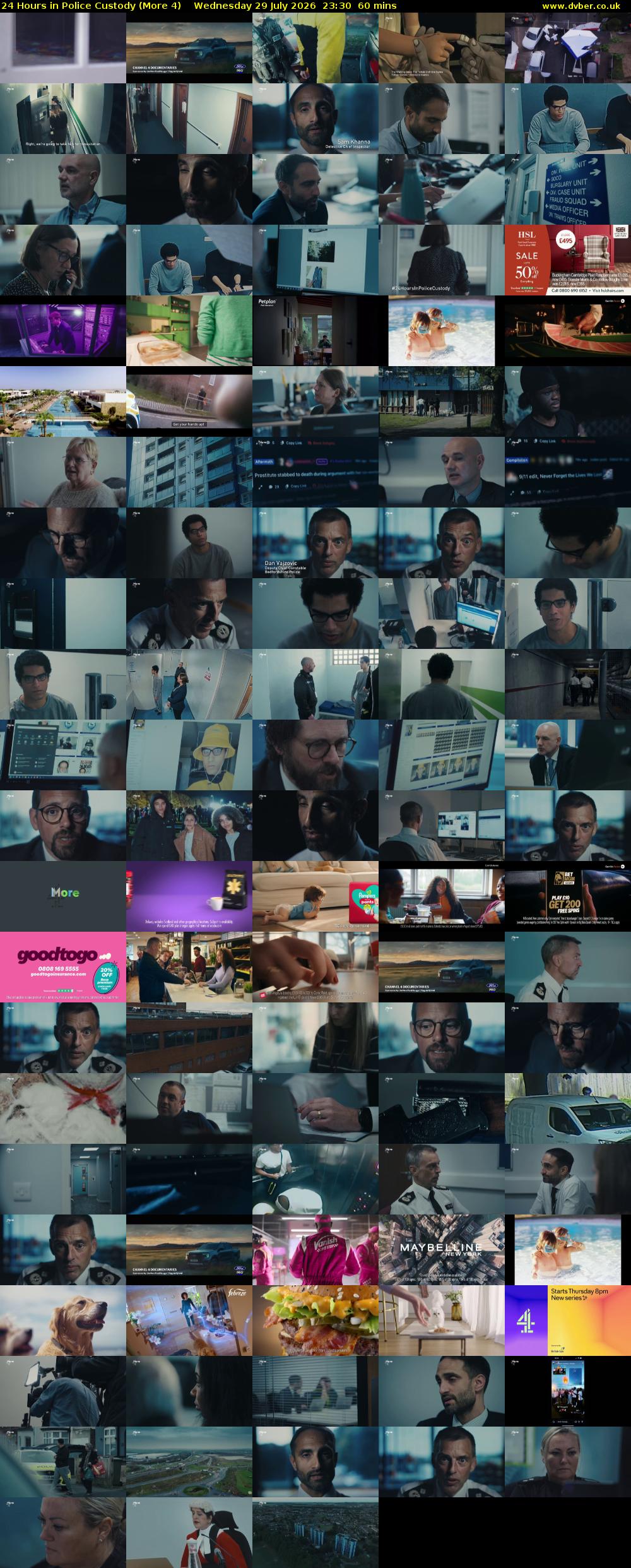 24 Hours in Police Custody (More 4) Wednesday 29 July 2026 23:30 - 00:30