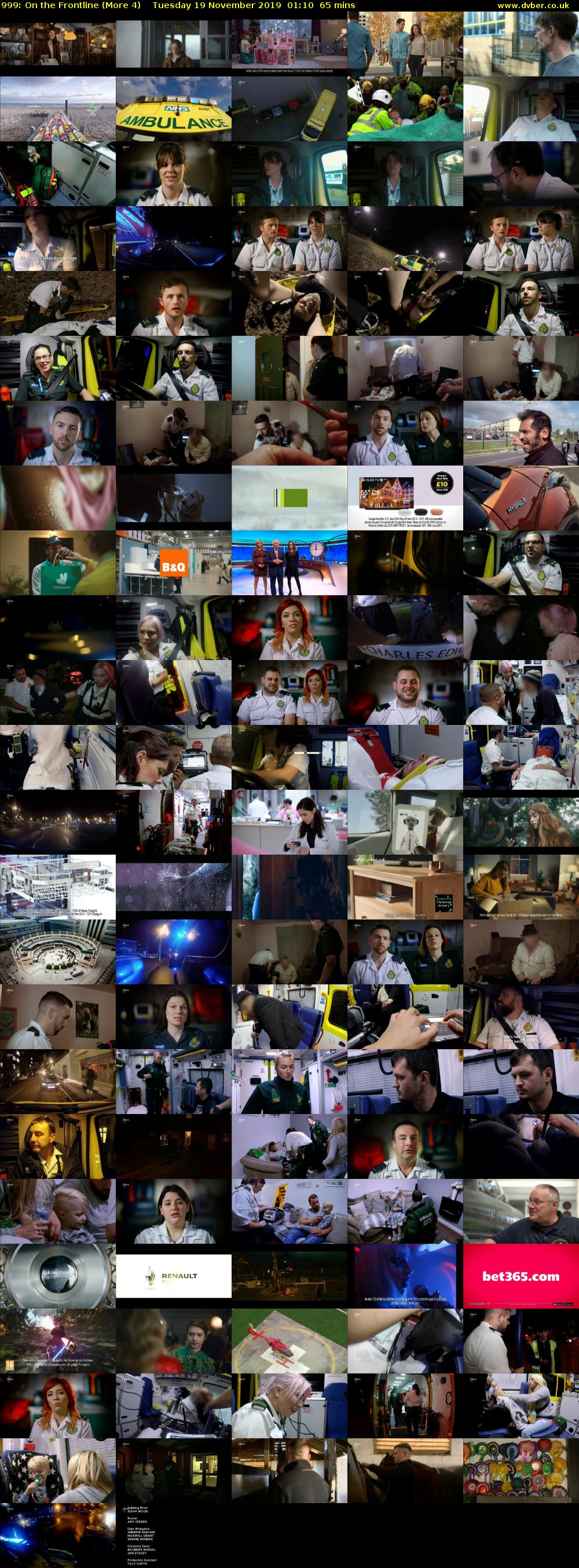 999: On the Frontline (More 4) Tuesday 19 November 2019 01:10 - 02:15