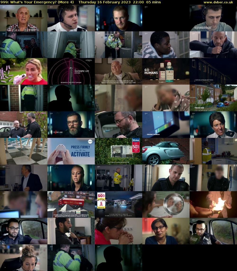 999: What's Your Emergency? (More 4) Thursday 16 February 2023 22:00 - 23:05